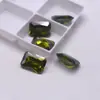 Anel de Zircônia Facetada Retangular Pedra Solta Rosto Atacado, Pedra Preciosa Pequena Octogonal Verde Oliva, Fundo Pontiagudo Diamante, Cz Sintético