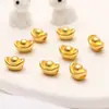 Contas Espaçadoras Pequenas em Lingote Banhadas a Ouro com Furos para Artesanato DIY, Pulseiras de Corda Trançada Feitas à Mão, Colares e Acessórios de Joias