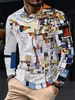 Camiseta de Manga Larga para Hombre Ciudad Abstracta Bloque de Color Geométrico Pintura División por Línea Arquitectura Colorida Estampado Gráfico Casual