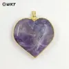 Wt-P2126 Colgante de Piedra Preciosa Texturizada Natural de Colores en Forma de Corazón Borde Chapado en Oro de 18 Quilates Joyería Accesorios Semi-Terminados