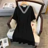 Vestido Holgado de Longitud Media con Escote en V, Nuevo, Tallas Grandes, Efecto Adelgazante para Mujer 200/300/350 Libras 7190