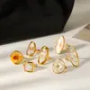 Anel de Flor Eterna Estilo Europeu e Americano para Mulheres, Nicho Luxo Leve Moda de Ponta Versátil Joia de Aço Inoxidável
