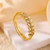 Anillo Exquisito Vintage de Cobre Dorado/Platinado con Espiga Dorada de Trigo y Diamante para Mujer, Inspirado en el Diseño, de Nicho, Transfronterizo Europeo y Americano, Nuevo