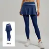 Pantalones Culotte Falsos de Dos Piezas con Bloques de Color Juyitang, Cintura Alta, Control de Abdomen, Aspecto Adelgazante, Ropa de Exterior para Fitness, Pantalones de Yoga Antiexposición para Mujer