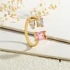 Anillo Abierto Ajustable de Cobre Chapado en Oro de 18K con Incrustaciones de Zirconia para Mujer, Diseño Nicho, Moda de Alta Gama, Joyería Única