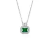 Colar Cruzado em Prata de Lei S925 com Imitation Esmeralda Corte Flor de Gelo para Mulheres, Corrente de Clavícula Estilo Princesa de Luxo Brilhante de Alta Qualidade