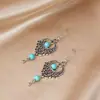 Aretes Turquesa Bohemios Palma Búho Bronce Tallado Geométricos Atrapasueños Borla de Pluma Pendientes Largos