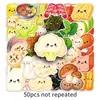 50 Pegatinas de Ingredientes de Hot Pot de Dibujos Animados, Deliciosos Alimentos de Verduras Estilo Q Graffiti para Decorar Botellas de Agua y Refrigeradores