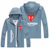 Nueva chaqueta tipo cárdigan con capucha deportiva informal estampada para hombre, disponible en otoño, chaqueta cortavientos de moda urbana para hombre.