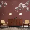 Tela de pared estilo Nuevo Chino moderno flor de magnolia pájaro fondo de TV papel tapiz dormitorio sala de estar mural de tela de pared de lujo ligero