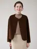 Casaco curto de lã 100% dupla face estilo Chanel para mulheres, outono/inverno 26, casaco abotoado de gola redonda, elegante e que rejuvenesce, casaco de lã