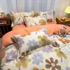 Colección nueva 2026: Juego de ropa de cama de cuatro piezas, 100% algodón, engrosado, cepillado y estampado, que incluye una funda de edredón, una sábana plana y una sábana ajustable