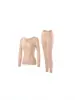 Talla Extra Capa Interior Cálida Ropa Interior de Base Conjunto de Top y Pantalón Cuello Redondo Ajustado Ropa de Otoño Pantalones de Otoño Ropa de Otoño e Invierno Manga Larga Pantalones Largos Camisa Base para Mujer