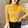 Camiseta interior térmica de doble cara de forro polar 220k con cuello semialto para mujer, nueva de otoño/invierno 2025, corte ajustado, versátil, de manga larga