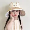 Sombrero de protección solar para niños, sombrero de verano delgado con ala ancha plegable con temática de animales para niños y niñas, sombrero de ala ancha con parte superior abierta