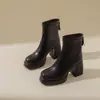 Botines de tacón alto para mujer, nuevo estilo de moda primavera/otoño 2026, elegante diseño coreano, adecuados para mujeres menudas, con tacones gruesos, material elástico y efecto adelgazante, disponibles en tallas grandes