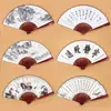 En stock Abanico Chino Plegable de Bambú para Niños Abanico Plegable de Tela de Seda Abanico Publicitario Antiguo Hanfu Abanico de Papel Abanico en Blanco