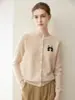 Cárdigan 100% cachemir puro para mujer, de manga larga, nuevo estilo otoño e invierno, cuello redondo, bordado de panda, corte holgado, chaqueta de punto rejuvenecedora