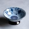 Prato Alto Chinês Prato de Frutas Porcelana Azul e Branca Retrô Prato de Cerâmica para Lanches Prato de Frutas Sala de Estar Doméstica Prato Simples de Buda