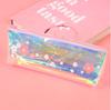 Estuche transparente con láser personalizado con diseño de celebridad de Internet TikTok, bolsa de papelería para chica fresca, cereza y flor, linda bolsa de almacenamiento
