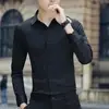 Camisa Branca Masculina Manga Longa Moda Outono Trabalho Negócios Slim Fit Coreana Bonita Profissional Social Camisa Masculina Moda