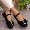Comércio Exterior Transfronteiriço Plus Size Doce Estilo Menina Borboleta Sapatos de Salto Único Feminino Bico Arredondado Salto Grosso Baixo Mary Janes Sapatos Casuais