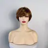 Amazon Comercio Exterior Peluca para Mujer Marrón Corta Flequillo Oblicuo Esponjosa Corrección Facial Fibra Química Cubierta Completa para la Cabeza Suministro Directo Transfronterizo