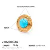 Anillo de Acero Inoxidable Taina Europeo y Americano Acero de Titanio No se Desvanece Turquesa Azul Incrustado Anillo Nicho Gama Alta Venta Caliente Transfronteriza