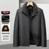 Jaqueta de Couro Masculina 2026 Inverno, Forro de Fleece Removível, Uso Três Maneiras, Estilo Executivo, À Prova de Vento, Quente, Casaco Grosso para Homens de Meia-Idade