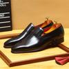 Zapatos Casuales de Cuero Slip-on Más Vendidos de Guangzhou con Punta Aguda Cuero Brillante Charol Británicos Versátiles Zapatos de Cuero Lefu para Hombre