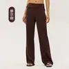 Pantalones casuales anchos y holgados para mujer con botones en el puño, corte relajado, tela fluida, efecto adelgazante, pantalones casuales de pierna recta
