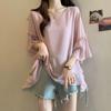 Ropa de Mujer de Talla Grande 2025 Verano Francés Reductor de Edad Hermosa Camisa de Chifón de Manga Corta Gordo mm Suelto Cubre Vientre Look Adelgazante Top