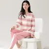 Pijama para Mujer Estilo Primavera y Otoño 100% Algodón Puro Manga Larga 2026 Nuevo Otoño e Invierno Tallas Grandes Conjunto de Ropa para el Hogar