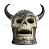 Nuevos productos transfronterizos casco cráneo alcancía artesanías de resina cuernos alcancía de cráneo regalos de Halloween