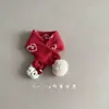 Bufanda de Punto Roja Navideña y de Año Nuevo para Niños, Calentador de Cuello Lindo con Pompón Cálido de Otoño e Invierno para Niños y Niñas, Bufanda Cruzada