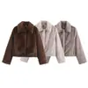 Ropa Europea y Americana Transfronteriza para Mujer AliExpress Venta Caliente Moda Casual Chaqueta de Felpa Marrón