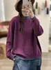 Otoño 2026 Transfronterizo Nuevo Hilo de Algodón Retro Holgado Suéter de Cuello Medio Alto Versátil Casual Tejido Pulóver Mujer