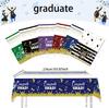 Mantel desechable de plástico PE para fiesta temática de graduación transfronteriza de Amazon, con gorro de médico y fiesta de cumpleaños.