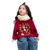 Suéter Infantil de Lã com Forro da Moda para Meninas, Outono e Inverno, Novo Estilo Ocidental, Desenho Animado, Gola Redonda, Roupa Anual, Pulôver
