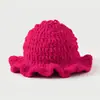 Gorro de Punto Hecho a Mano de Moda Versátil Transfronterizo Nuevo con Bordes Volantes Lindos y Dulces, Cálido Gorro de Pescador