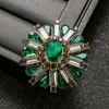 Broche Geométrico de Cristal Estilo Corte Europeo y Americano, Broche Ovalado de Lujo de Alta Gama, Accesorio Elegante Vintage