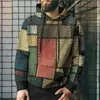 Suéter masculino com capuz interessante estampa 3D costura de simulação xadrez hoodie esportivo masculino novo transfronteiriço europeu e americano
