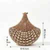 Bolsa de Festa Transfronteiriça Única Cravejada de Diamantes Pronta para Envio, Bolsa de Diamante com Caixa Rígida de Metal Vazado, Vestido de Banquete de Comércio Exterior