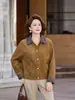 Abrigo de otoño para mujeres de mediana edad y mayores con botones, chaqueta de cuello solapa, corte holgado, elegante, versátil y juvenil