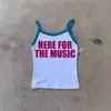 Top Corto Ajustado de Verano 2026 Estilo Chica Caliente Retro Americano con Estampado de Letras en Color Contrastante para Mujer