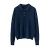 Nuevo Suéter de Cachemir 100% Puro para Mujer Otoño e Invierno, Tejido de Cuello Polo, Capa Base de Color Sólido de Manga Larga, Suéter Cálido