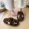Lindas zapatillas de algodón de peluche para el hogar para mujer, nuevo estilo otoño e invierno 2026, zapatillas de algodón cálidas de felpa para interior, de punta cerrada y suela plana