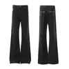 Jeans de campana estilo retro americano de tres rayas, unisex, corte holgado, color liso, pantalones casuales rectos de alta gama