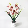 Artículo popular de comercio exterior: 10 orquídeas cymbidium artificiales en una maceta, bonsái decorativo de estilo europeo para sala de estar del hogar, maceta para arreglo de ambiente interior