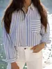 Novos Tops Femininos de Férias Estilo Europeu e Americano da Amazon com Lapelas, Camisas Casuais Largas de Manga Longa Plus Size, Exclusivamente para Exportação